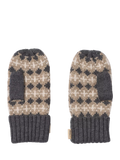 WHEAT kids' merino wool jacquard mittens charcoal, UK version