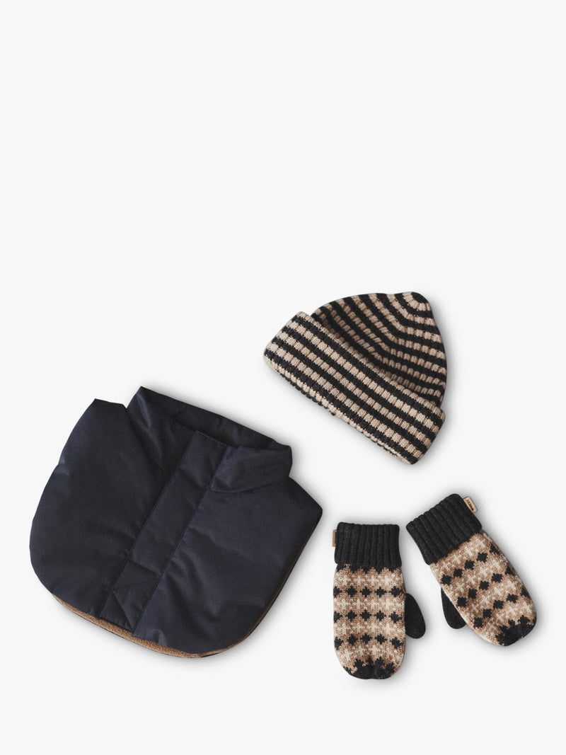WHEAT kids' merino wool jacquard mittens charcoal, UK version
