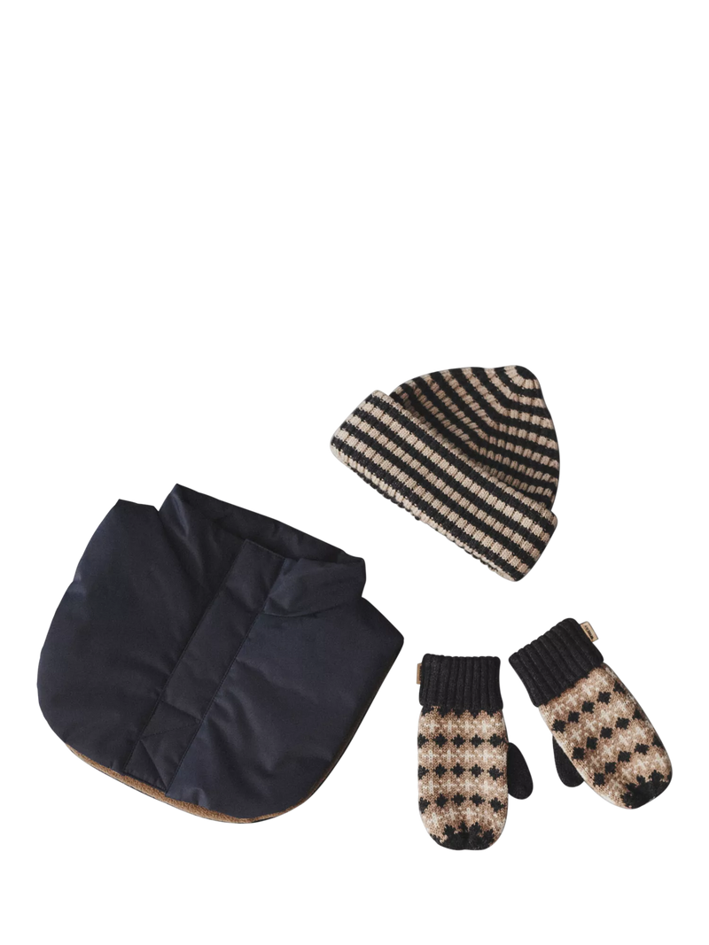 WHEAT kids' merino wool jacquard mittens charcoal, UK version