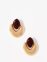 John Lewis Mint Velvet Stone Stud Earrings, Gold/Burgundy- Buy online at McGrocer