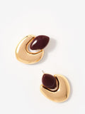 Mint Velvet gold burgundy stone stud earrings (British brand)