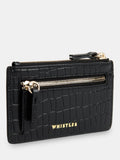 Whistles croc zip top card holder black leather, imported from the UK