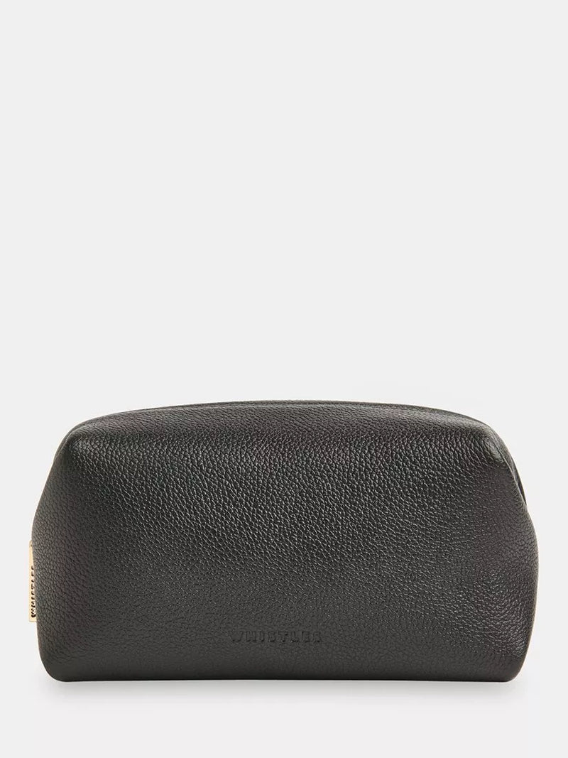 Whistles Ria black leather zip pouch, imported from the UK