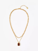 John Lewis Mint Velvet Layered Stone Necklace, Gold/Red- Buy online at McGrocer