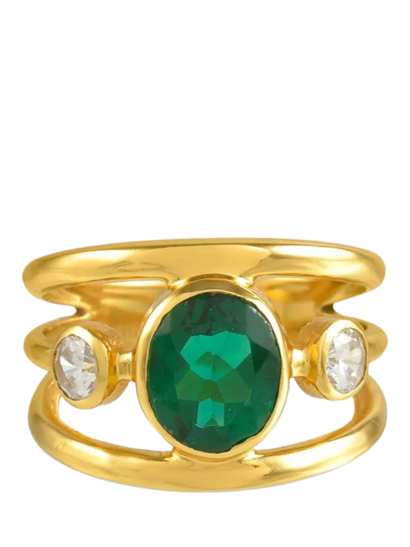 Shyla Gigi crystal cocktail ring 22ct gold plating, imported from the UK