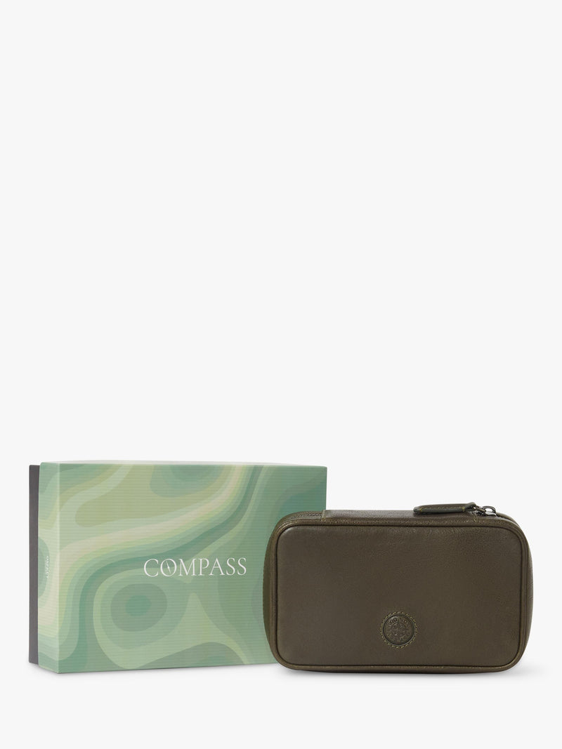 OSPREY LONDON Compass Leather Travel Manager Black, UK version