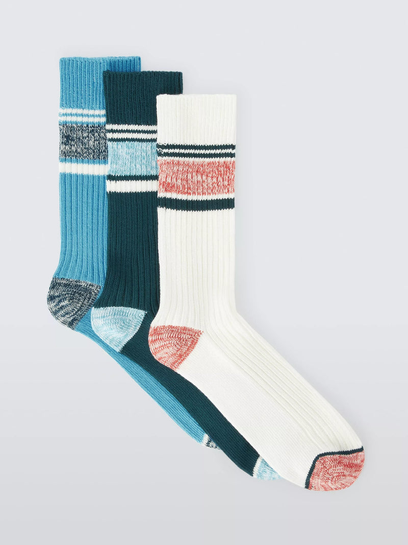 John Lewis organic cotton slub stripe socks pack of 3 - British product