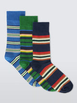 John Lewis John Lewis Organic Cotton Rich Stripe Socks Pack of 3 Multi- Buy online at McGrocer