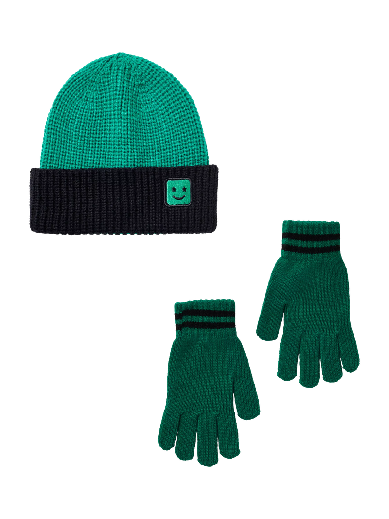 Small Stuff knitted beanie and gloves set (British brand)