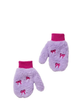 Small Stuff kids' faux fur embroidered purple mittens, imported from the UK
