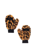 Small Stuff faux fur leopard print kids mittens, imported from the UK