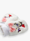 Stych kids' faux fur unicorn mittens white - British product