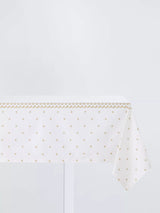 John Lewis John Lewis Scallop Border Rectangular Cotton Tablecloth Gold 230 x 160cm- Buy online at McGrocer