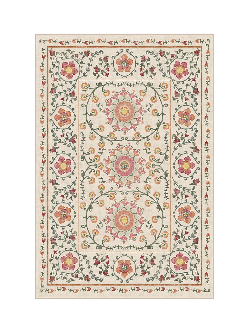 Ruggable Suzani coral floral rug 60x90cm (British brand)