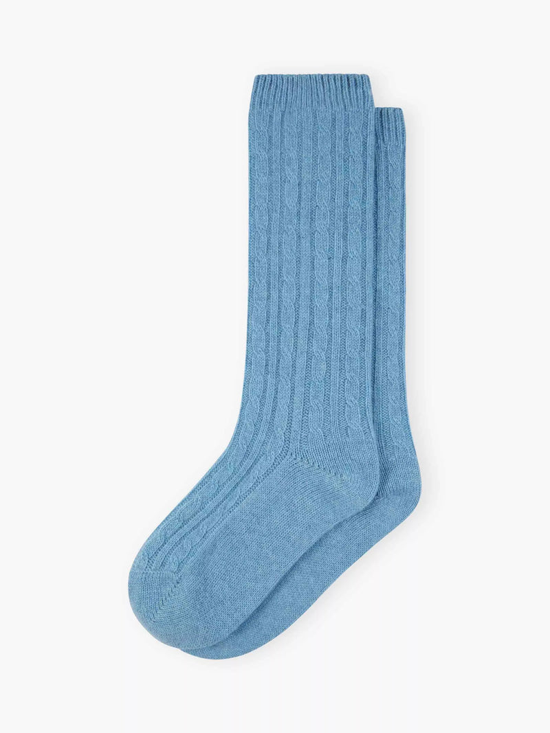 Brora super-soft cashmere cable knit bed socks (British brand)