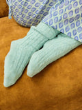 Brora cashmere cable knit bed socks, imported from the UK