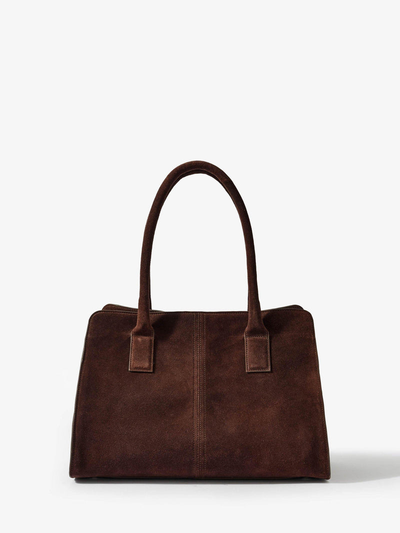 Mint Velvet suede tote bag with leather and cotton lining - British product