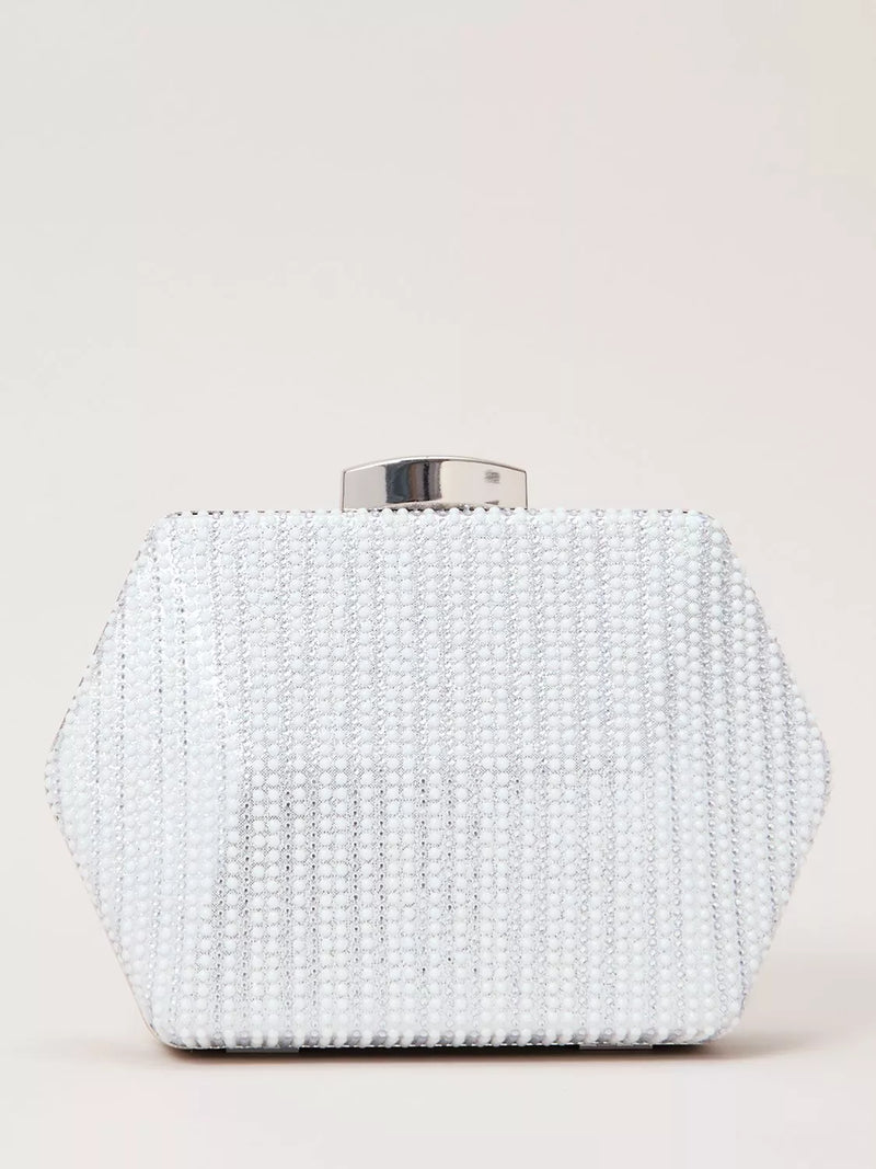 Phase Eight sparkle silver clutch bag (British brand)