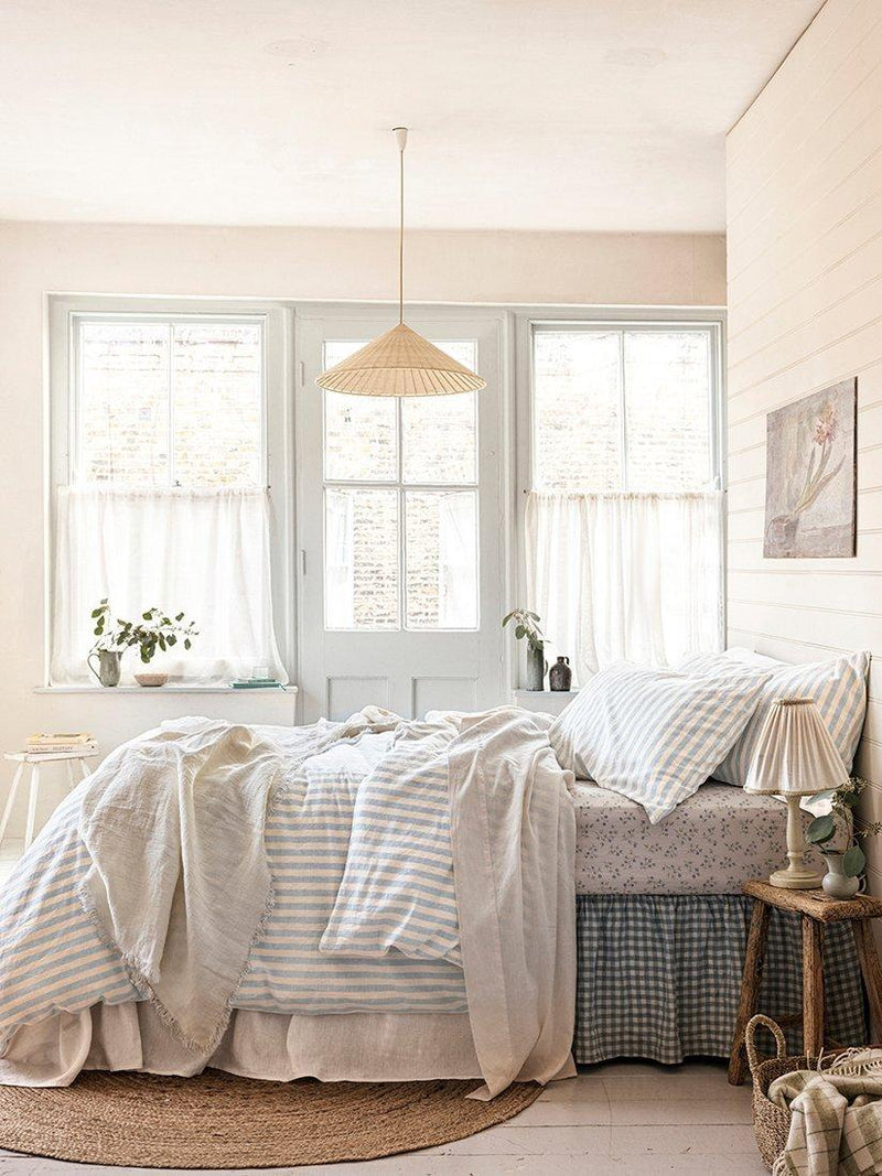 Piglet in Bed Coastal Blue stripe duvet cover, imported from the UK