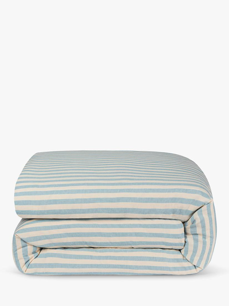 Piglet in Bed Coastal Blue stripe duvet cover, imported from the UK