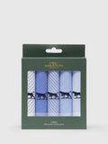 Rodd & Gunn pocket squares pack of 5 blue multi, imported from the UK