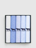Rodd & Gunn pocket squares pack of 5 blue multi, imported from the UK