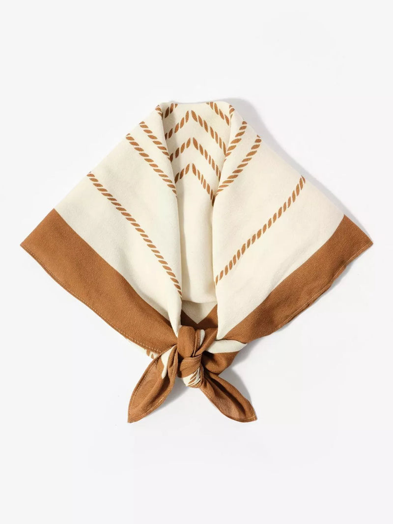 Mint Velvet square scarf cream tan stripe 70x70cm - British product