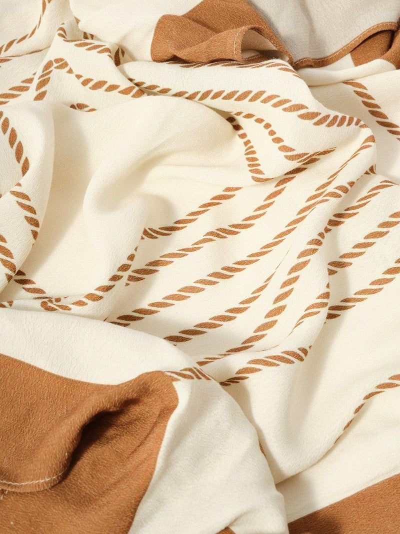 Mint Velvet square scarf cream tan stripe 70x70cm - British product