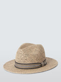 John Lewis paper straw fedora hat natural patterned band, UK version