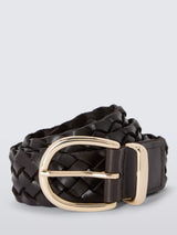 John Lewis John Lewis Woven Leather Belt, Chocolate- Buy online at McGrocer