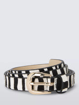 John Lewis John Lewis Sarah Zebra Print Leather Belt, Black/White- Buy online at McGrocer