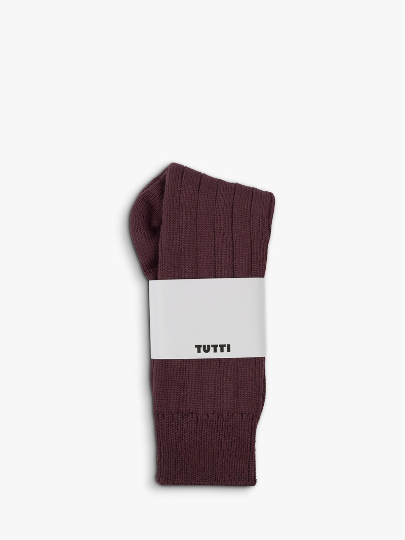 TUTTI burgundy ribbed bamboo socks, UK version