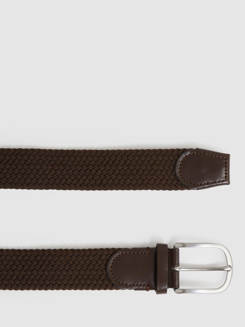 Reiss Elmont woven belt with leather trims - British product