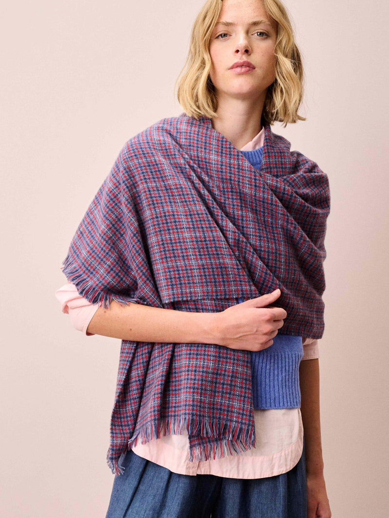 Brora cashmere check scarf 180x60cm (British brand)