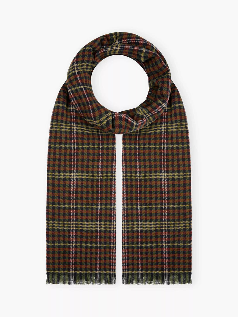 Brora cashmere scarf check pattern 180x60cm, imported from the UK