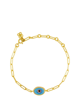 John Lewis Ottoman Hands Blue Evil Eye Gold Plated Bracelet- Buy online at McGrocer
