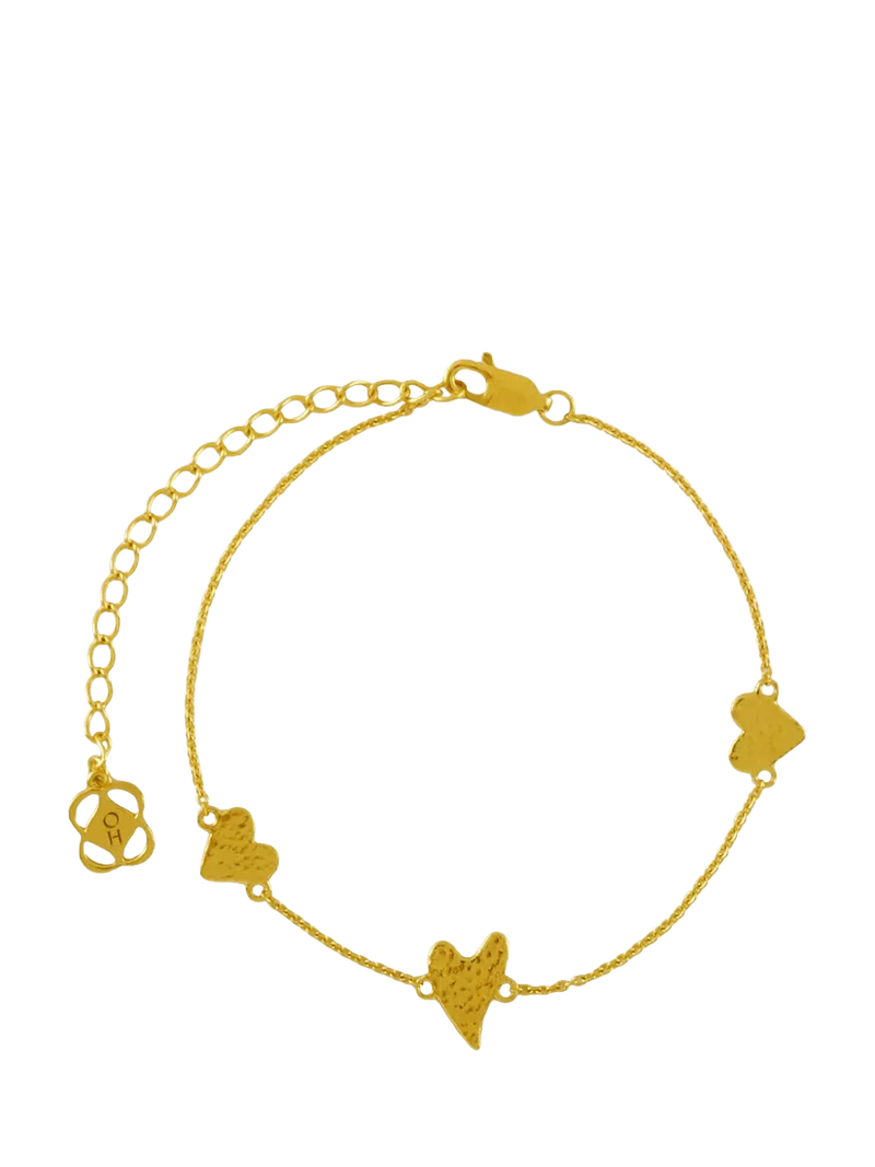 Ottoman Hands triple heart gold bracelet (British brand)