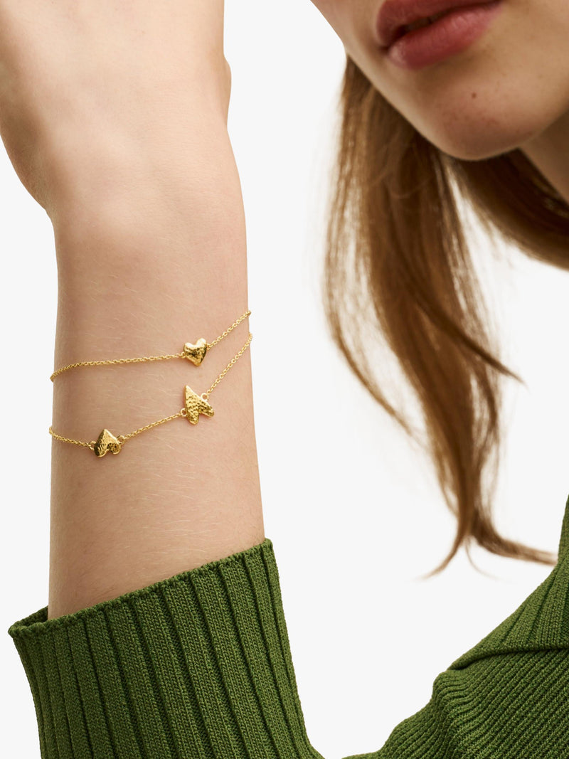 Ottoman Hands triple heart gold bracelet (British brand)