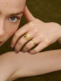 Ottoman Hands moon and star lapis ring gold, imported from the UK