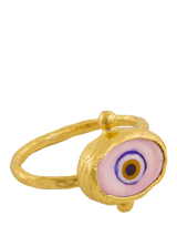John Lewis Ottoman Hands Pink Evil Eye Gold Plated Adjustable Ring- Buy online at McGrocer