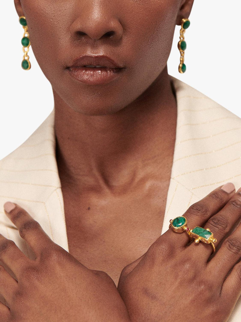 Ottoman Hands Ela Emerald drop earrings - British product