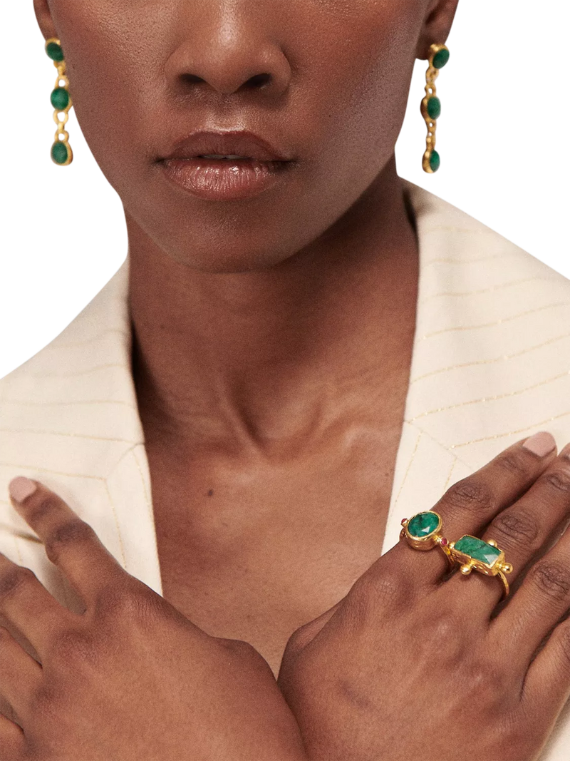 Ottoman Hands Ela Emerald drop earrings - British product