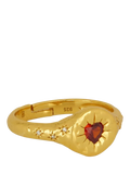 Ottoman Hands heart stacking ring garnet gold plated, imported from the UK