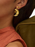 Ottoman Hands gold crescent moon drop earrings, imported from the UK