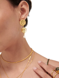 Ottoman Hands Odella pearl drop stud earrings 5cm (British brand)