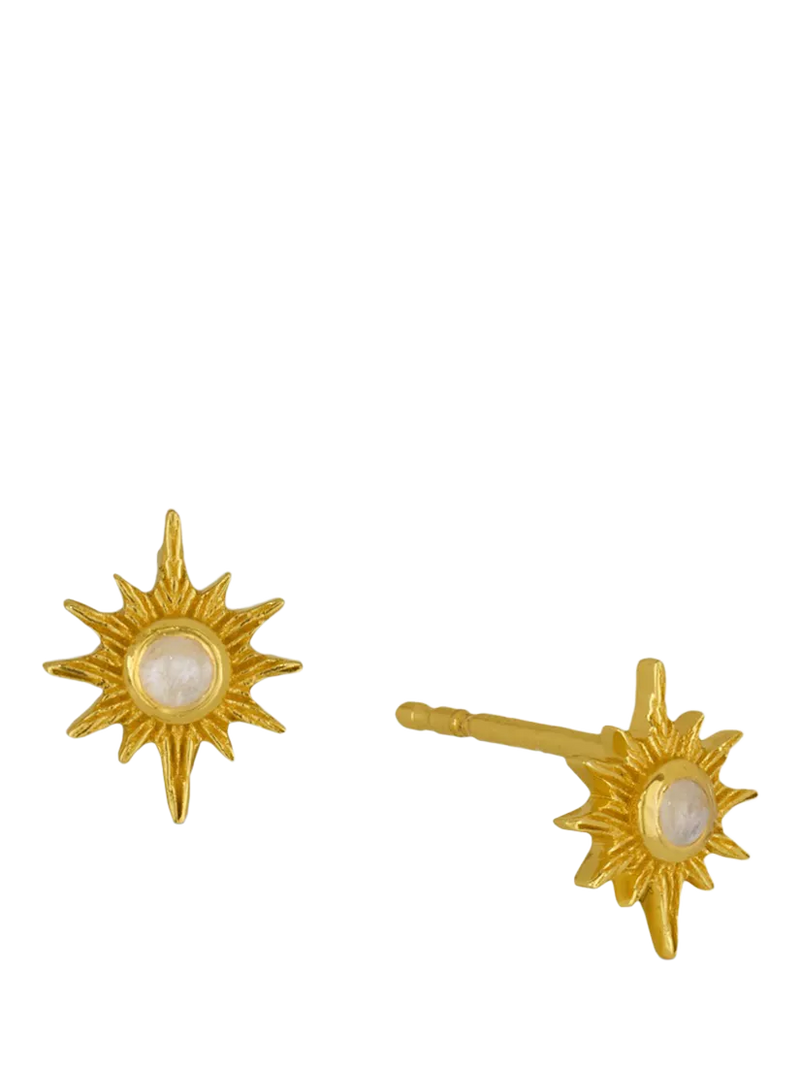 Ottoman Hands moonstone star stud earrings, imported from the UK