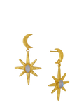 Ottoman Hands moonstone star drop earrings gold, UK version