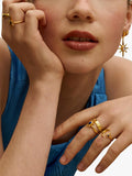 Ottoman Hands moonstone star drop earrings gold, UK version