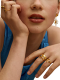 Ottoman Hands moonstone star drop earrings gold, UK version