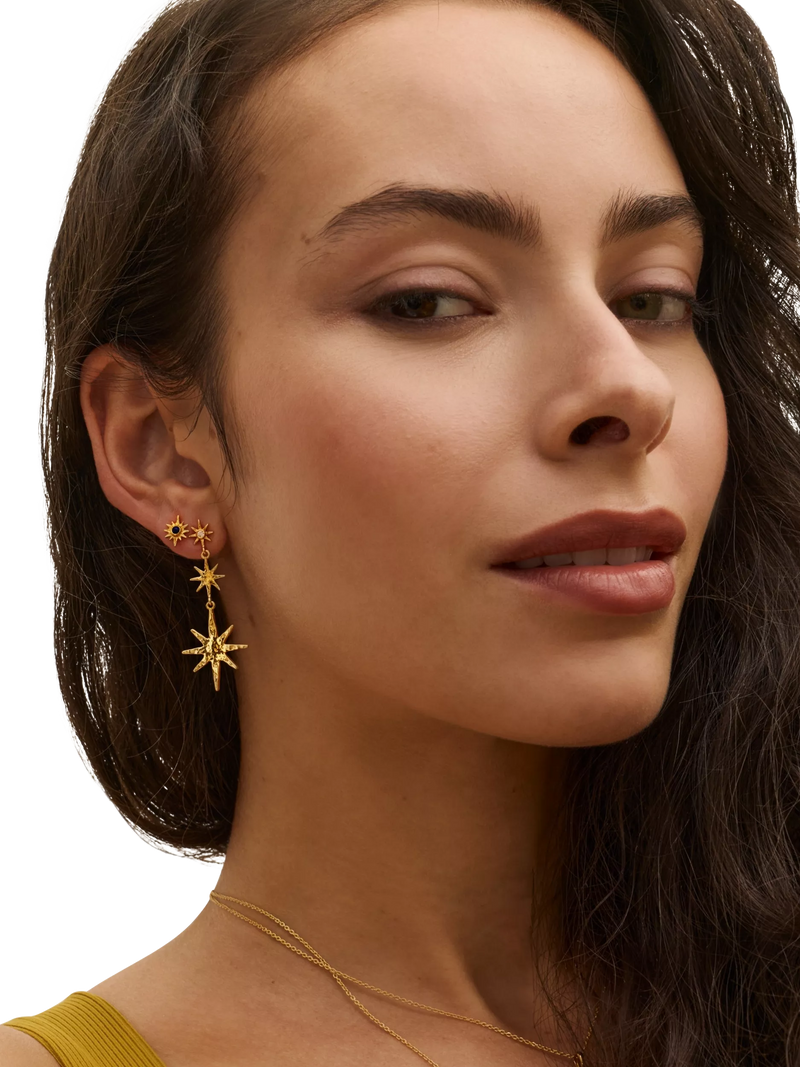 Ottoman Hands lapis star stud earrings gold, UK version